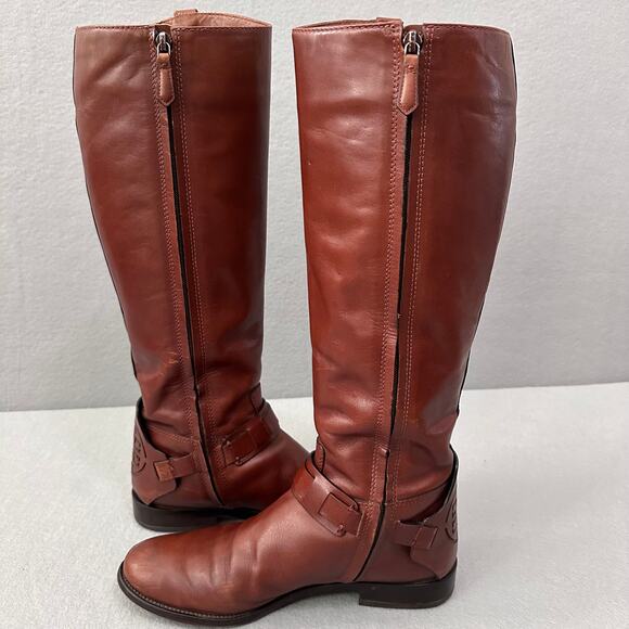 Tory Burch Derby Tall Leather Riding Boots in Antique Brown US 9M - Picture 4 of 15